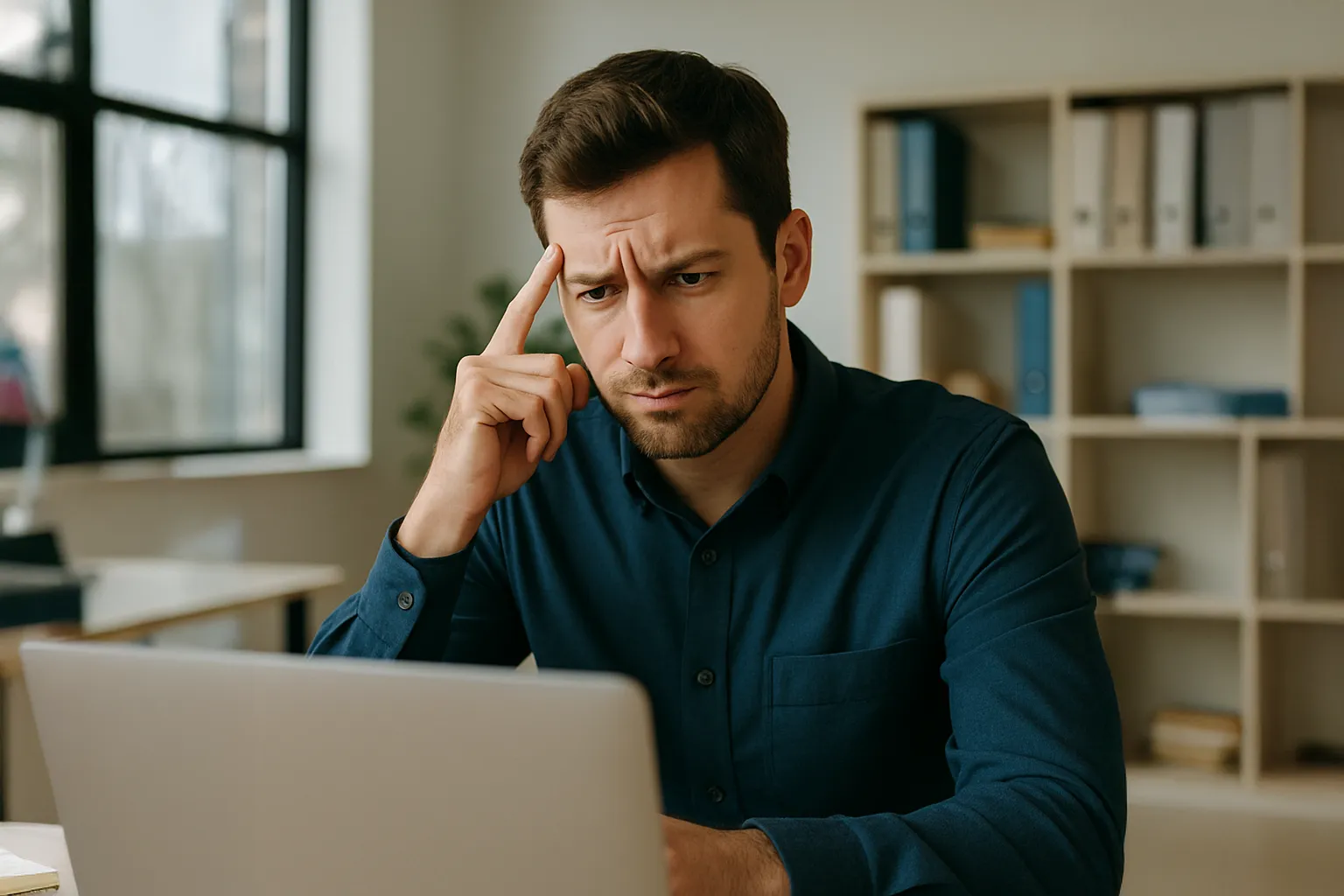 Creative lead looking for new ideas at a laptop